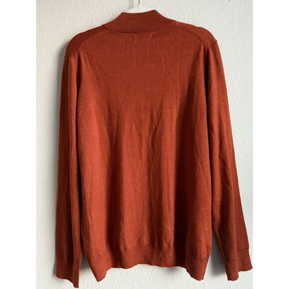 Jos A Bank Mens Merino Wool Tailored Fit 1/4 Zip Sweater Burnt Orange Size L NEW - Picture 12 of 12